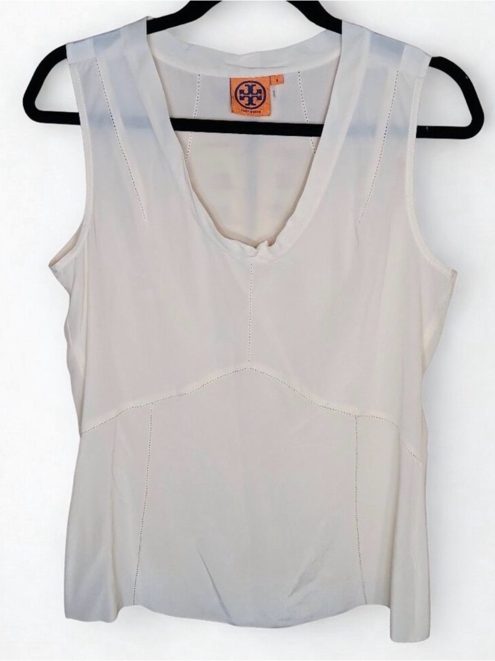 Tory Burch Silk Jasmine Shell Cream Sleeveless Blouse 8 Medium